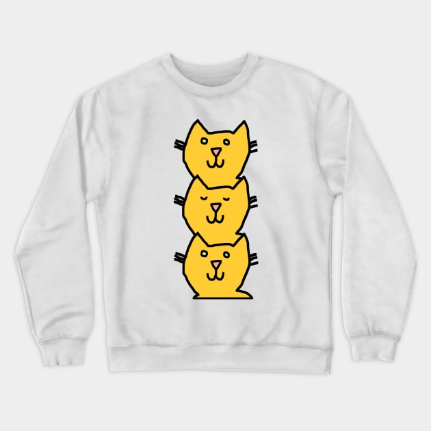 Minimal Yellow Cat Stack Crewneck Sweatshirt by ellenhenryart